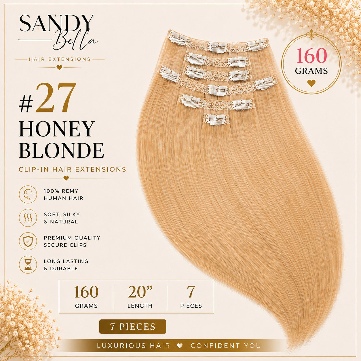 #27 Honey Blonde Designer Collection Clip-In Hair Extensions