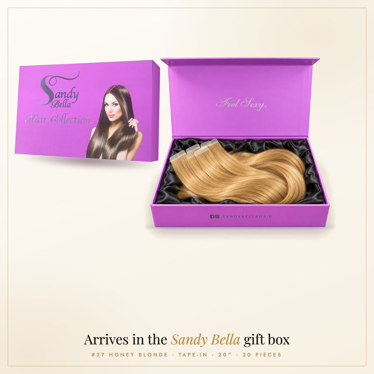 Sandy Bella gift box — #27 Honey Blonde 20" Tape-in (50 Grams)