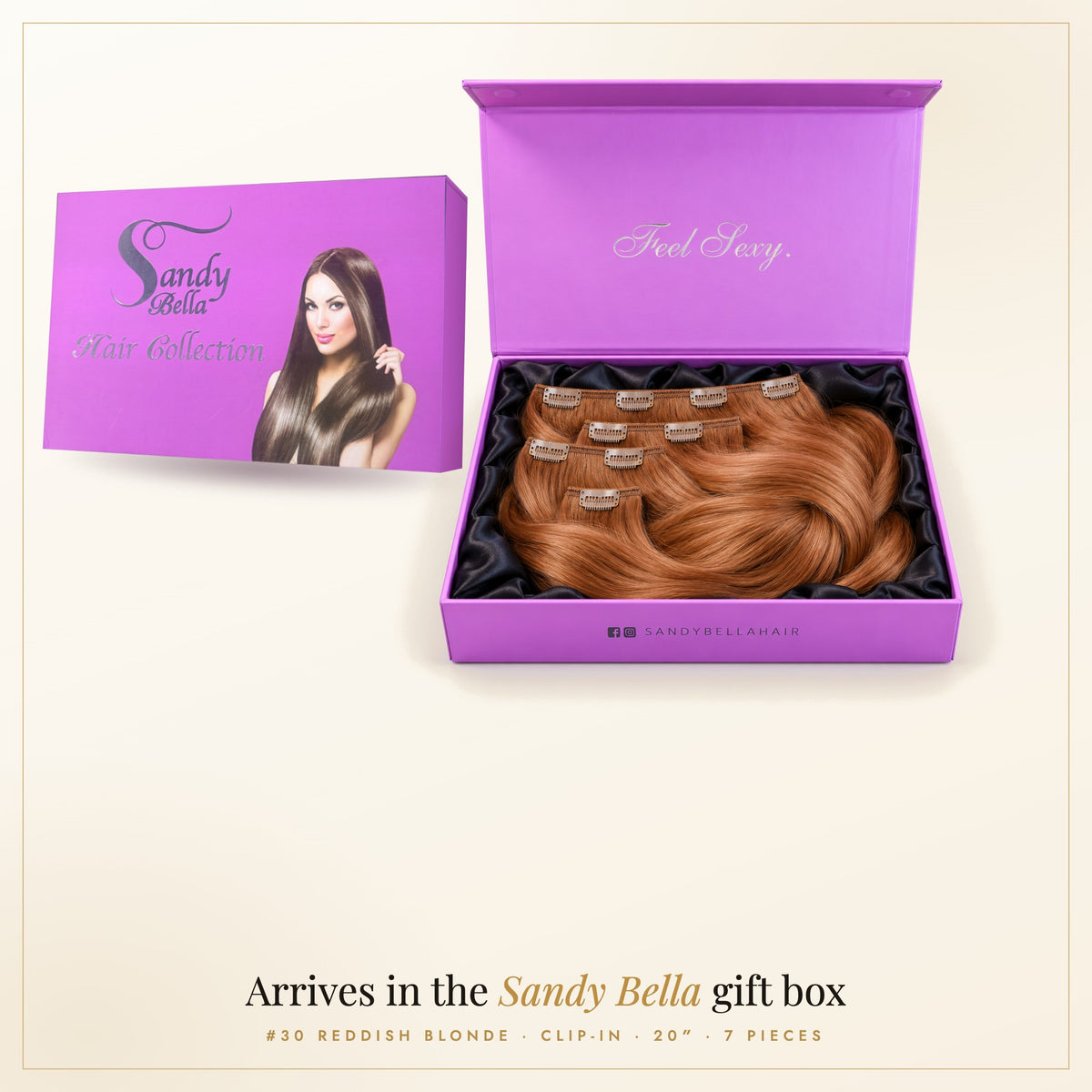 Sandy Bella gift box — #30 Reddish Blonde 20" Clip-in (160 Grams)