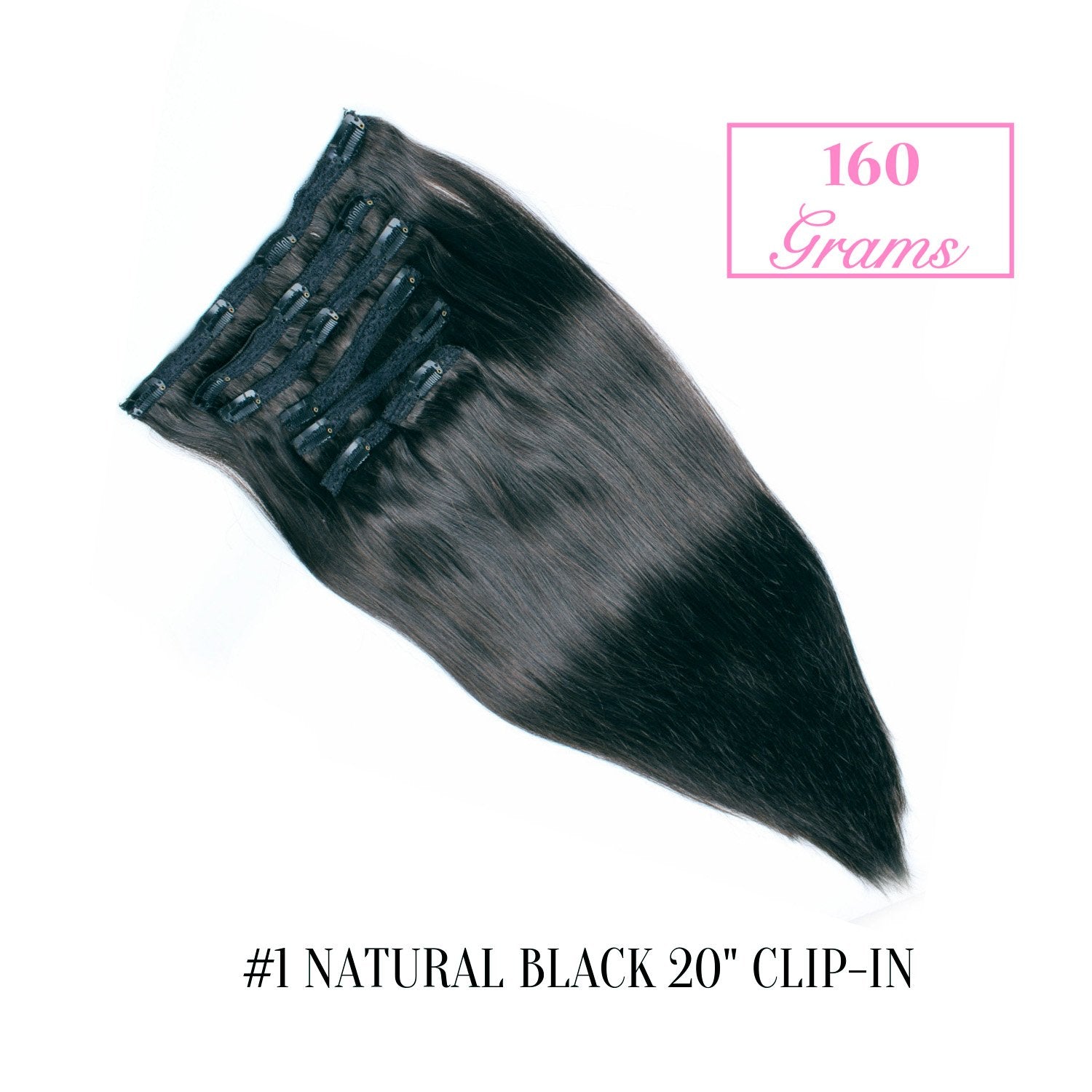 #1 Natural Black 20" Clip-in (160 Grams) | Sandy Bella