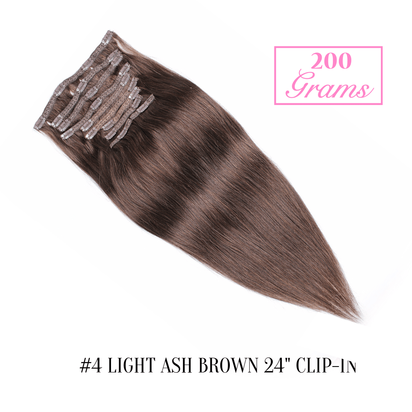 #4 Light Ash Brown 24" Clip-in (200 Grams) | Sandy Bella