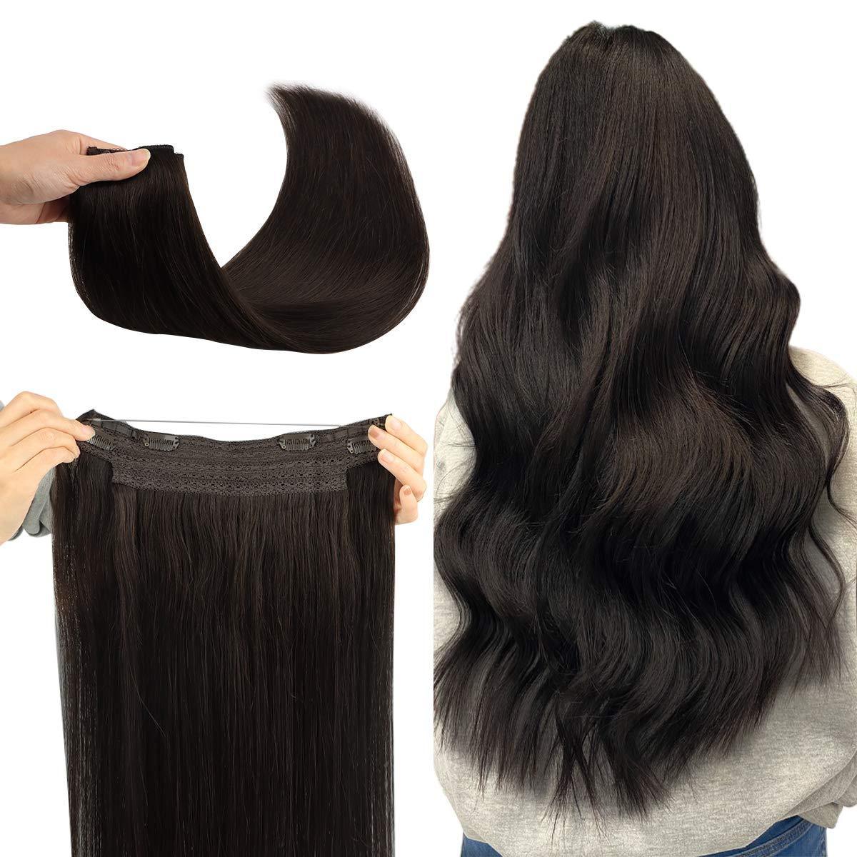 #2 Medium Ash Brown Halo Hair Extensions 20 inch (110Grams) - Sandy Bella
