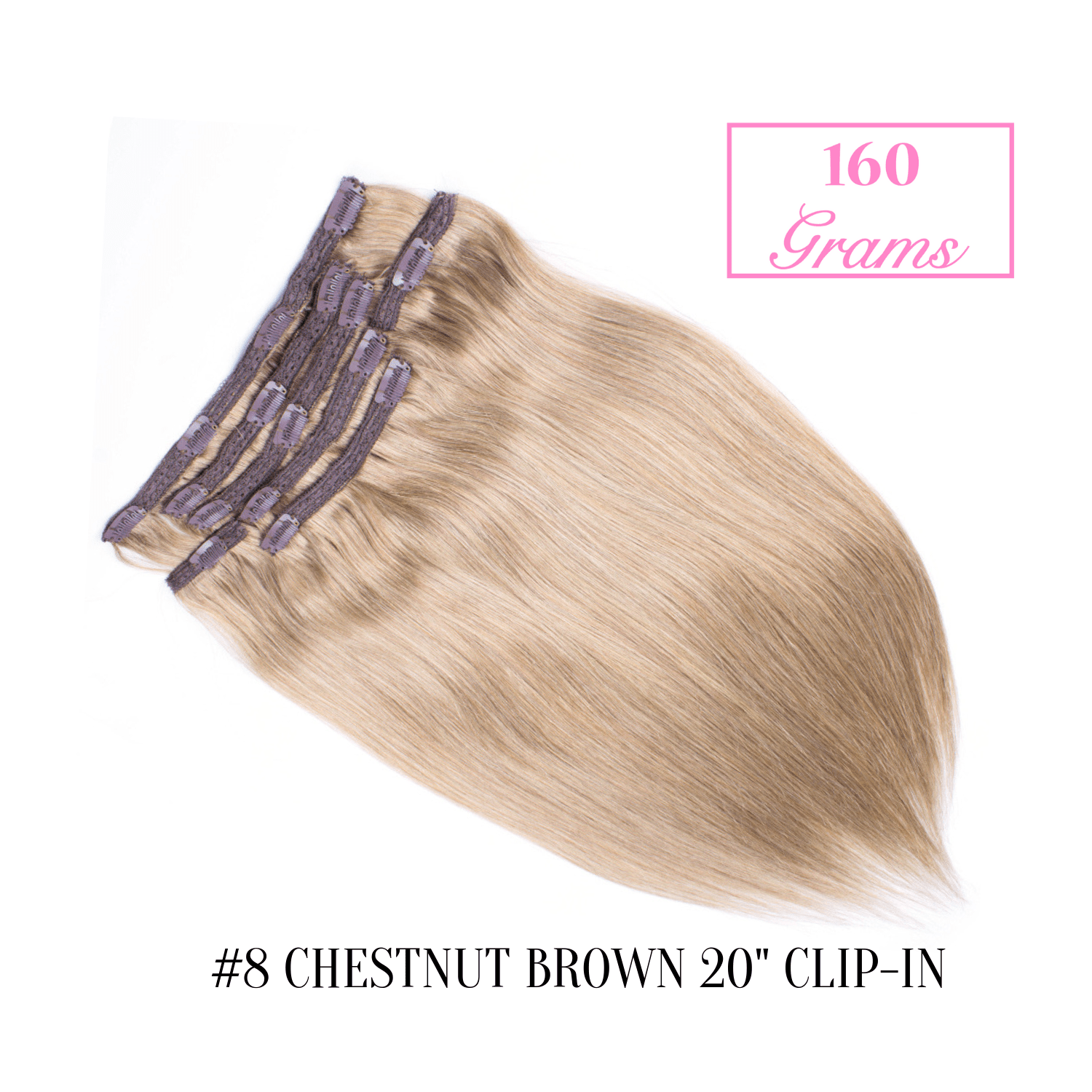 #8 Chestnut Brown 20" Clip-in (160 Grams) | Sandy Bella