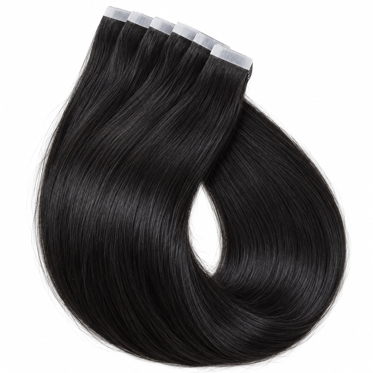 #1 Black 20 inch tape-in hair extension wefts with adhesive tape tabs, 50 grams, 20 pieces - Sandy Bella