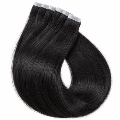 #1 Black 20 inch tape-in hair extension wefts with adhesive tape tabs, 50 grams, 20 pieces - Sandy Bella
