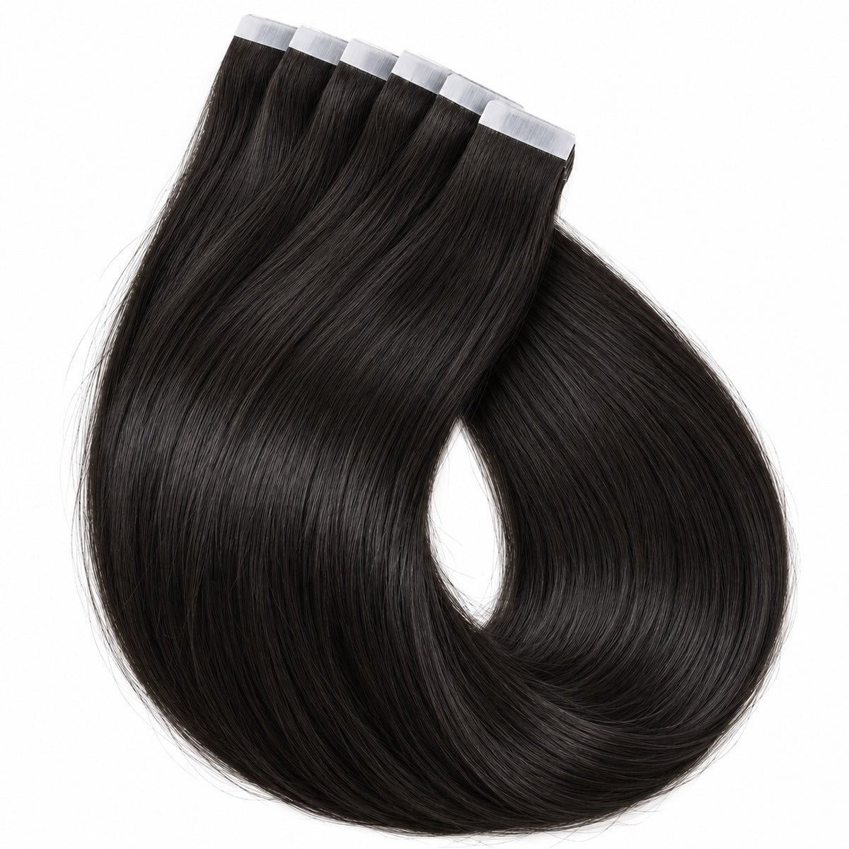 #1 Natural Black 20 inch tape-in hair extension wefts with adhesive tape tabs, 50 grams, 20 pieces - Sandy Bella