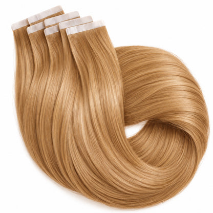 #27 Honey Blonde 20 inch tape-in hair extension wefts with adhesive tape tabs, 50 grams, 20 pieces - Sandy Bella