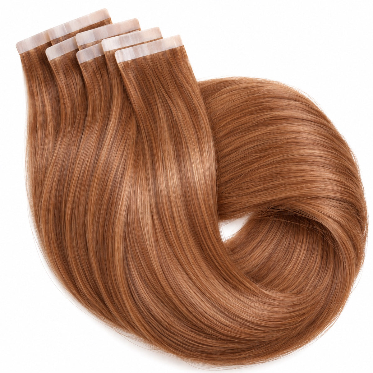 #30 Reddish Blonde 20 inch tape-in hair extension wefts with adhesive tape tabs, 50 grams, 20 pieces - Sandy Bella