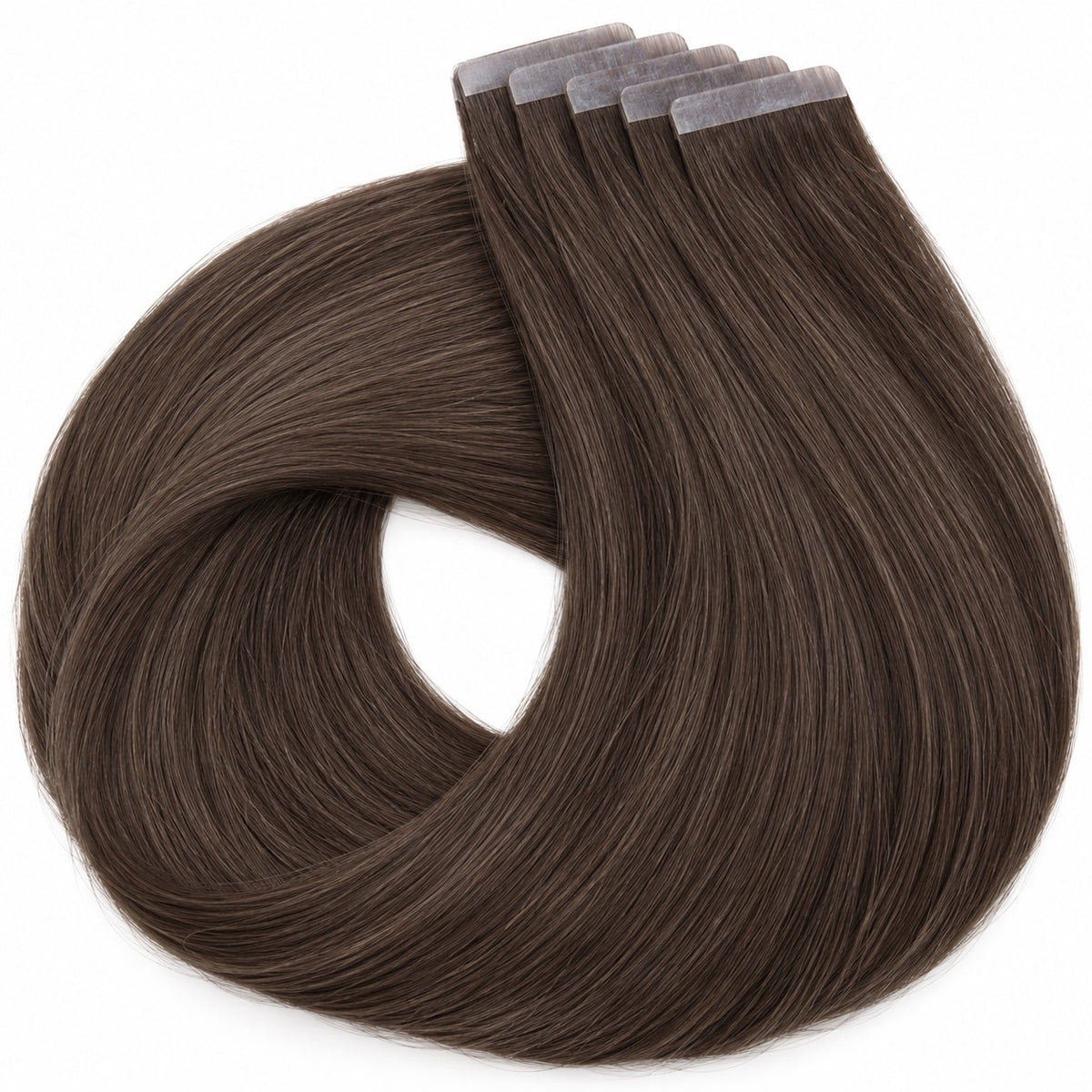 #2 Medium Ash Brown 20 inch tape-in hair extension wefts with adhesive tape tabs, 50 grams, 20 pieces - Sandy Bella