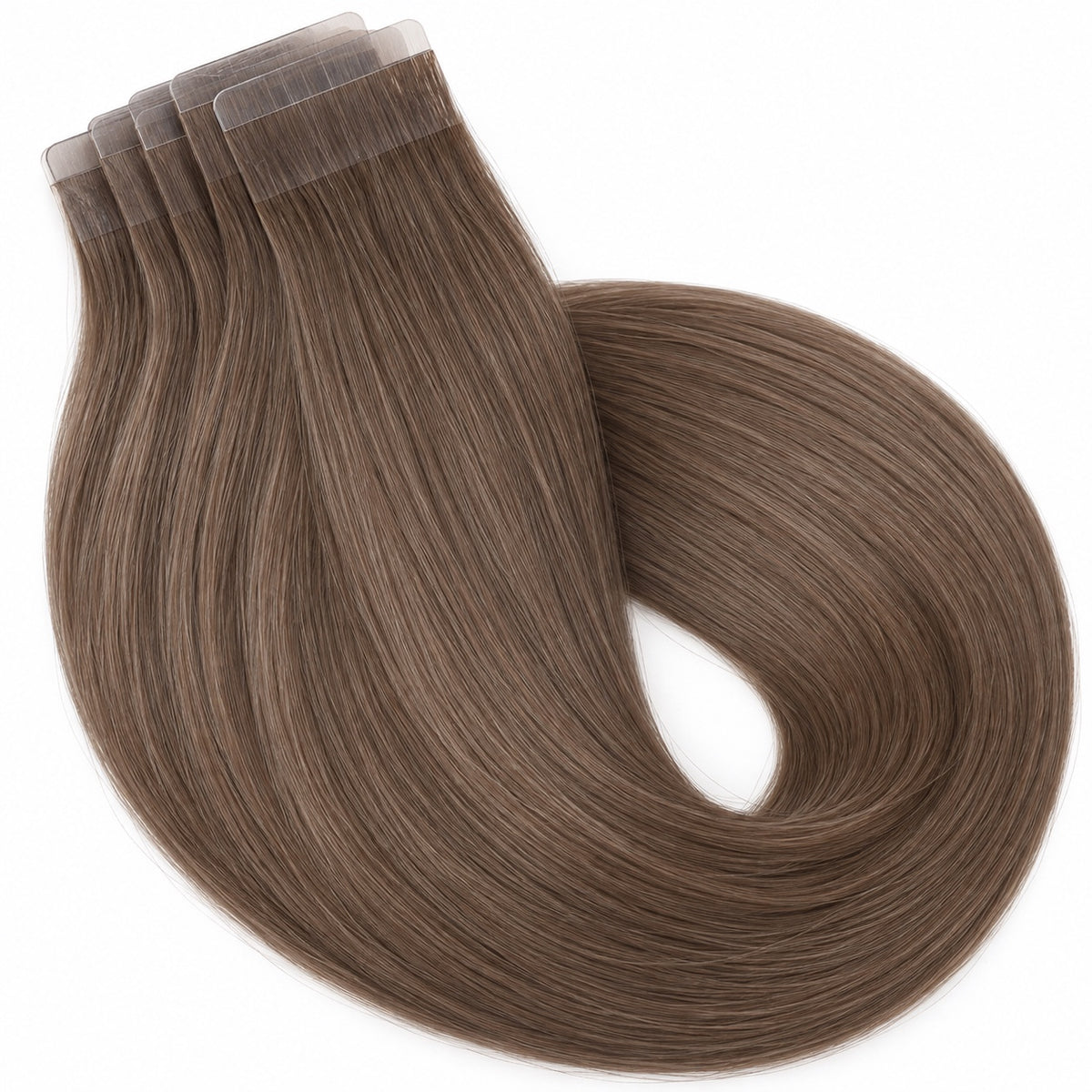 #4 Light Ash Brown 20 inch tape-in hair extension wefts with adhesive tape tabs, 50 grams, 20 pieces - Sandy Bella