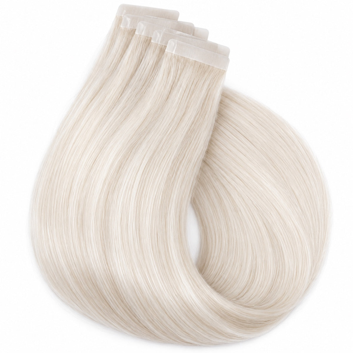#60 Pure Blonde 20 inch tape-in hair extension wefts with adhesive tape tabs, 50 grams, 20 pieces - Sandy Bella