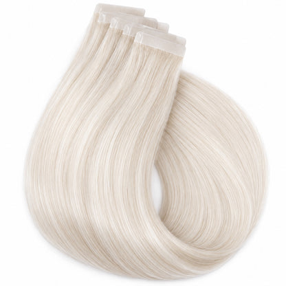 #60 Pure Blonde 20 inch tape-in hair extension wefts with adhesive tape tabs, 50 grams, 20 pieces - Sandy Bella