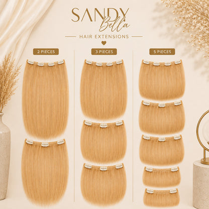#27 Honey Blonde clip-in hair extensions — 2, 3 and 5 piece set options — Sandy Bella Designer Collection