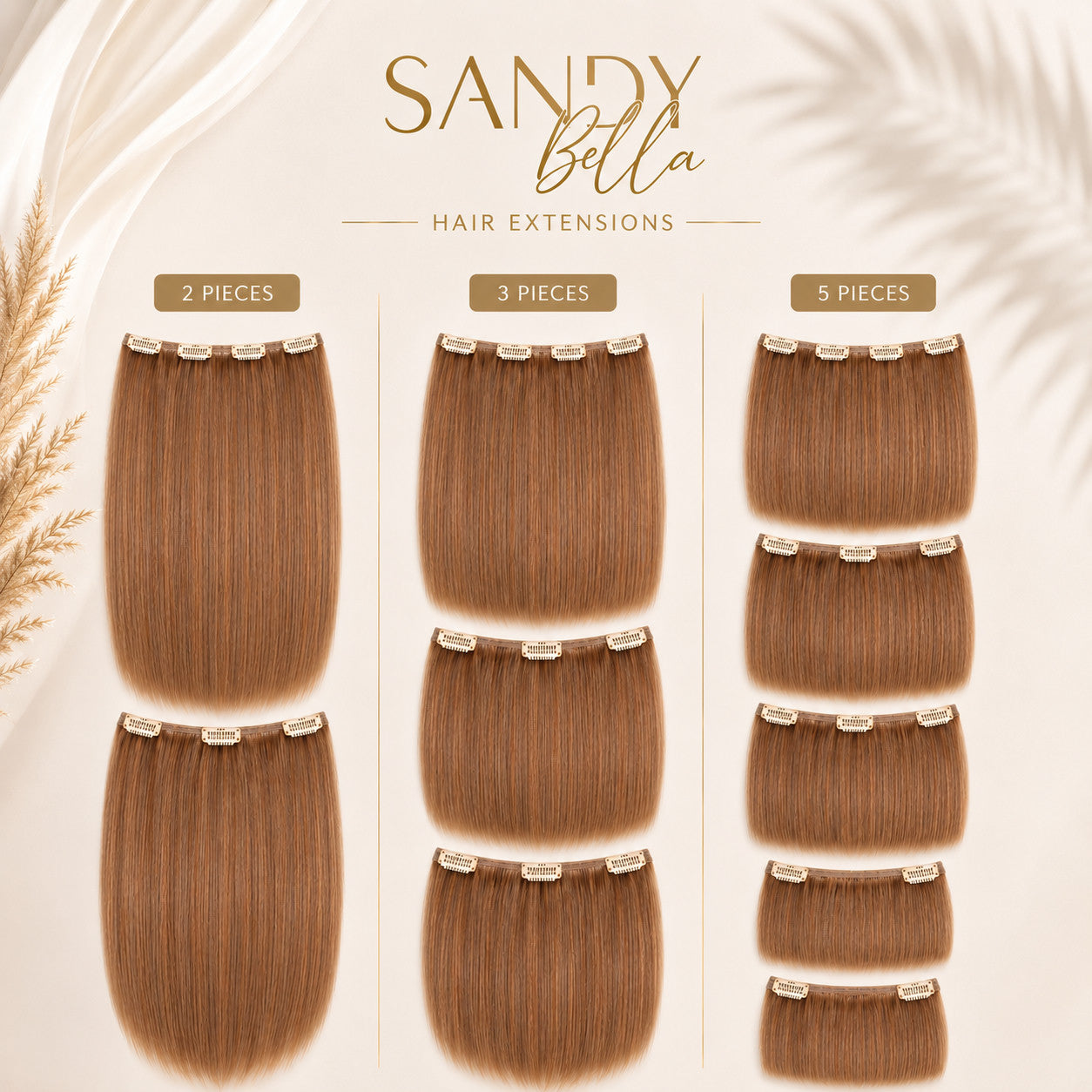 #30 Reddish Blonde clip-in hair extensions — 2, 3 and 5 piece set options — Sandy Bella Designer Collection