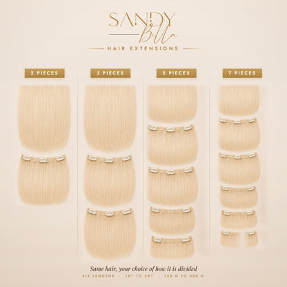 #60 Pure Blonde Designer Collection clip-in hair extensions — 2, 3, 5 and 7 piece set options — Sandy Bella