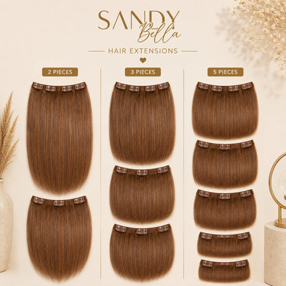 #8 Chestnut Brown clip-in hair extensions — 2, 3 and 5 piece set options — Sandy Bella Designer Collection