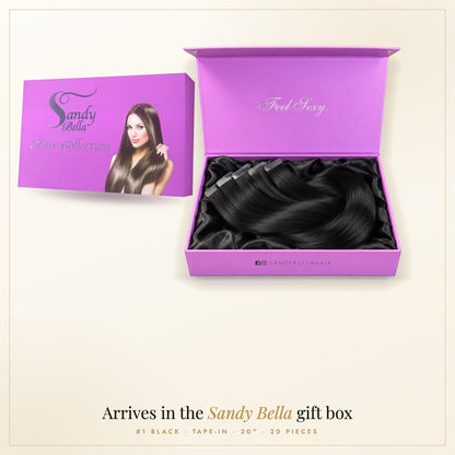 Sandy Bella gift box — #1 Black 20" Tape-in (50 Grams)
