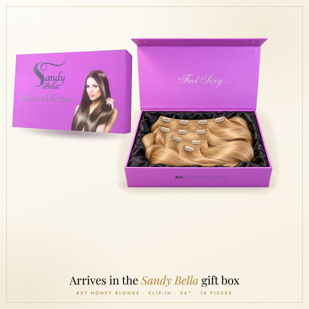 Sandy Bella gift box — #27 Honey Blonde 24" Clip-in (200 Grams)
