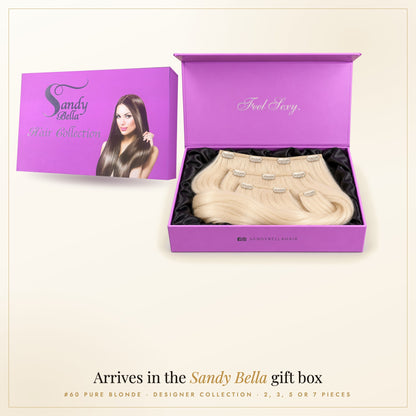 Sandy Bella gift box — #60 Pure Blonde Designer Collection Clip-In Hair Extensions