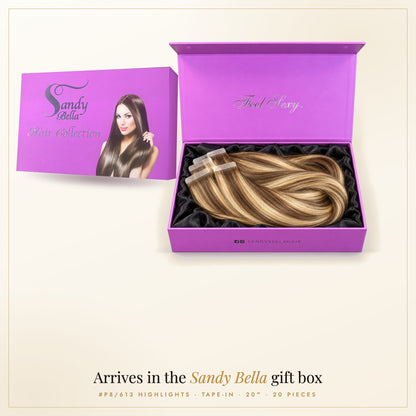 Sandy Bella gift box — #P8/613 Highlights 20" Tape-in (50 Grams)